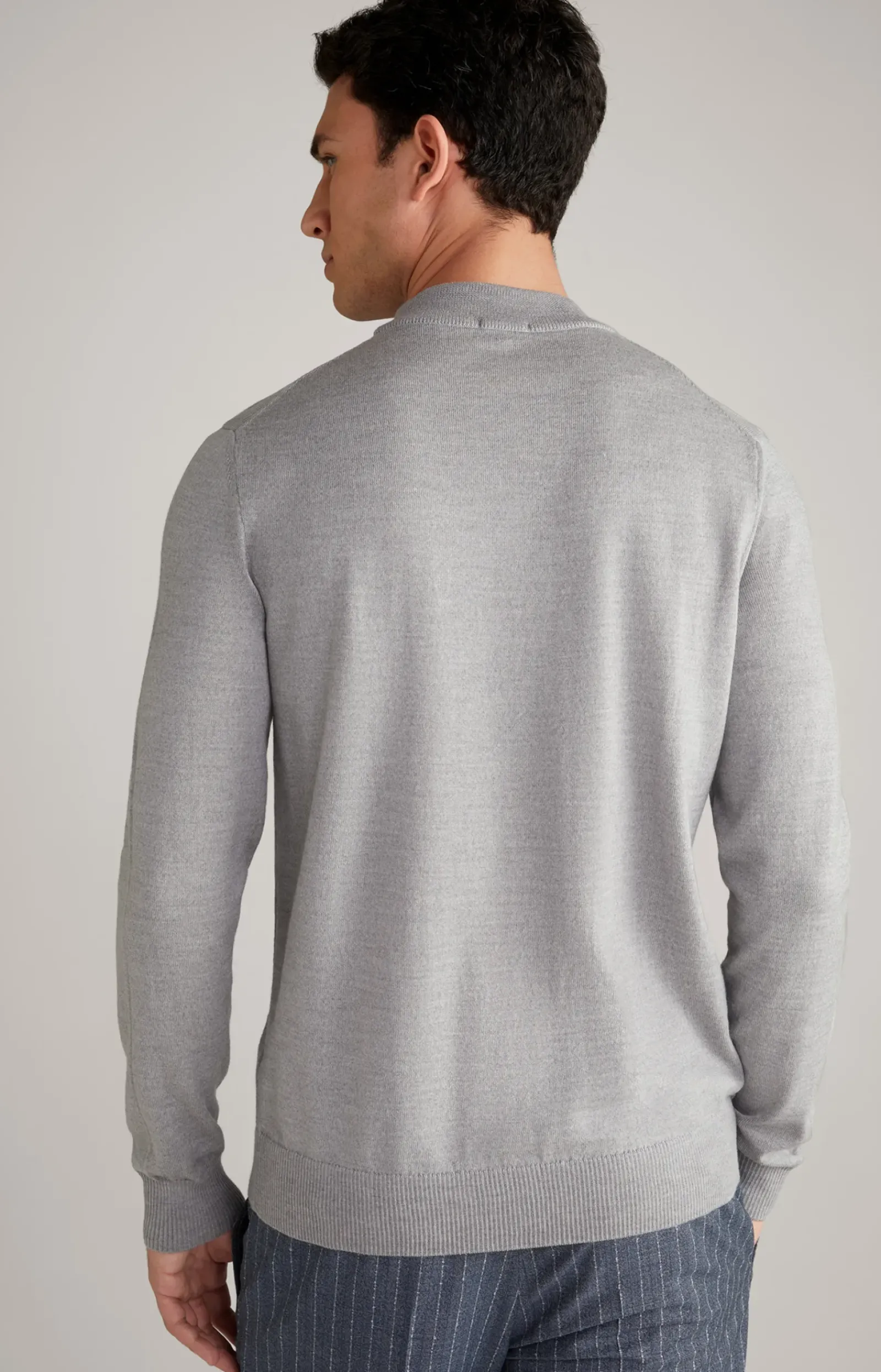JOOP! Strick>Merinowoll-Pullover Davide in Grau meliert