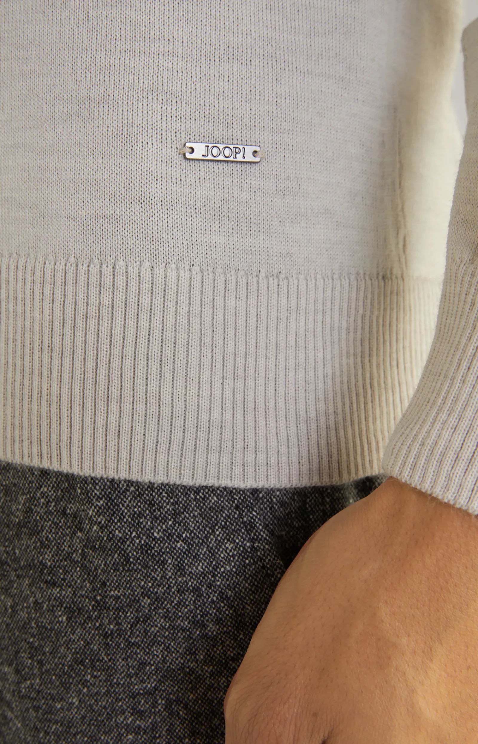 JOOP! Strick>Merinowoll-Pullover Denny in Beige