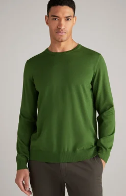 JOOP! Strick>Merinowoll-Pullover Denny in Waldgrün